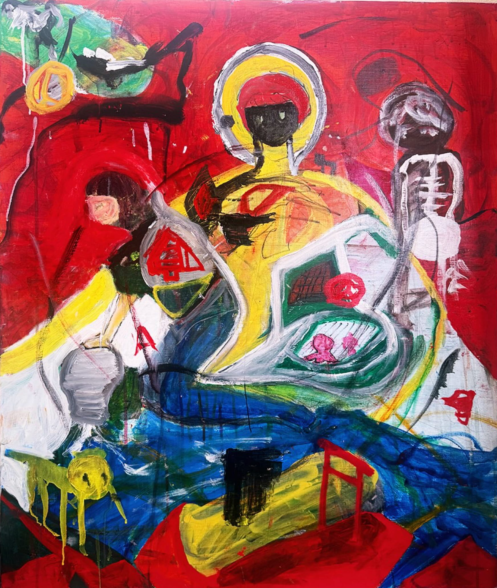 Oil painting titled あかいゆめ
