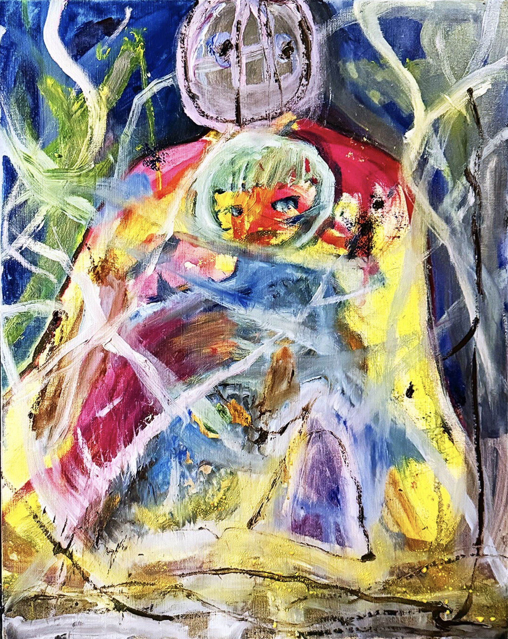 Oil painting titled 小さい夜
